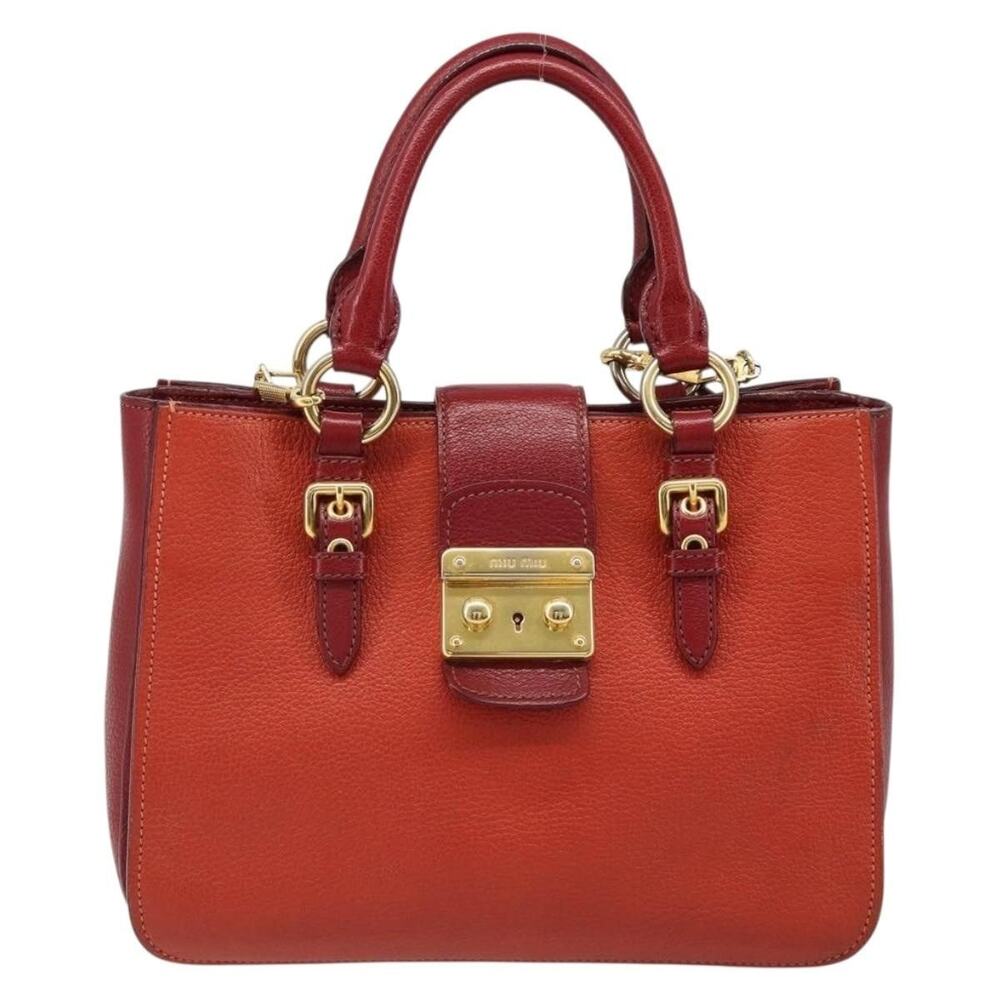Miu Miu Leather Ready Lock Handbag Orange